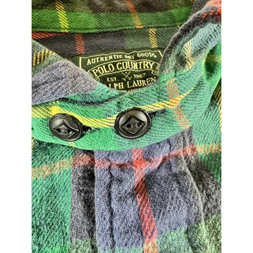 Ralph Lauren Vintage Polo Country Flannel Shirt Mens XXL Green Plaid 90s